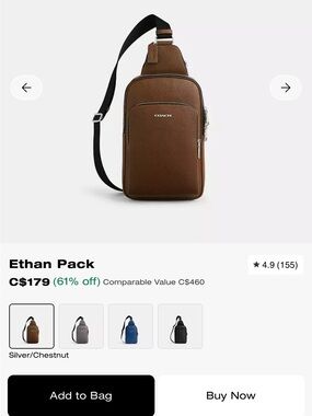 Coach Ethan Pack Sling Bag in Chestnut with Silver Hardware